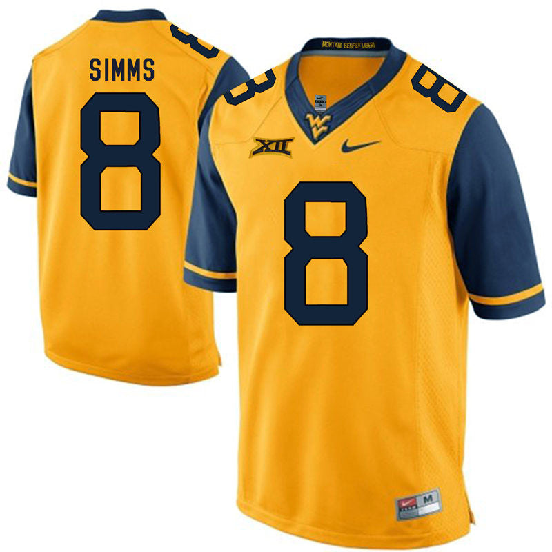Marcus Simms West Virginia Mountaineers gold jersey
