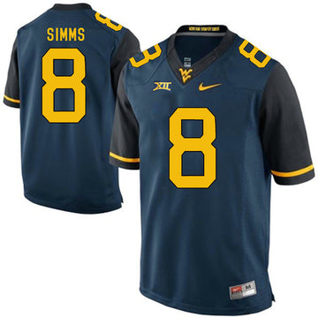 Marcus Simms West Virginia Mountaineers navy jersey