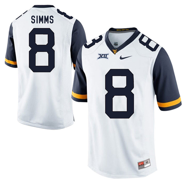 Marcus Simms West Virginia Mountaineers white jersey