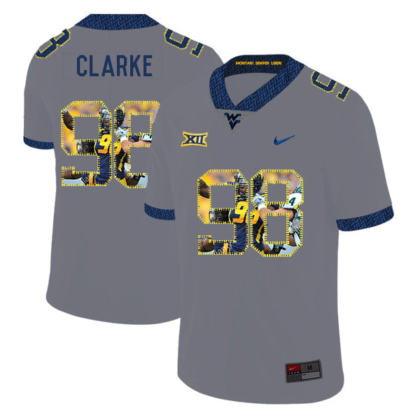 Will Clarke West Virginia Mountaineers gray Fashion jersey
