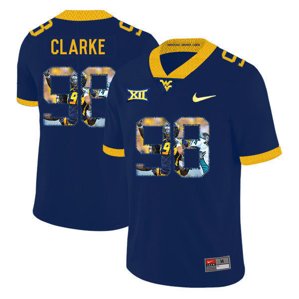 Will Clarke West Virginia Mountaineers navy Fashion jersey