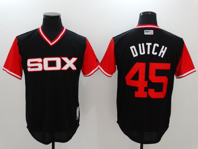 Derek Holland Dutch Majestic Chicago White Sox black jersey