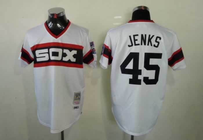 Jenks Chicago White Sox white Throwback jersey