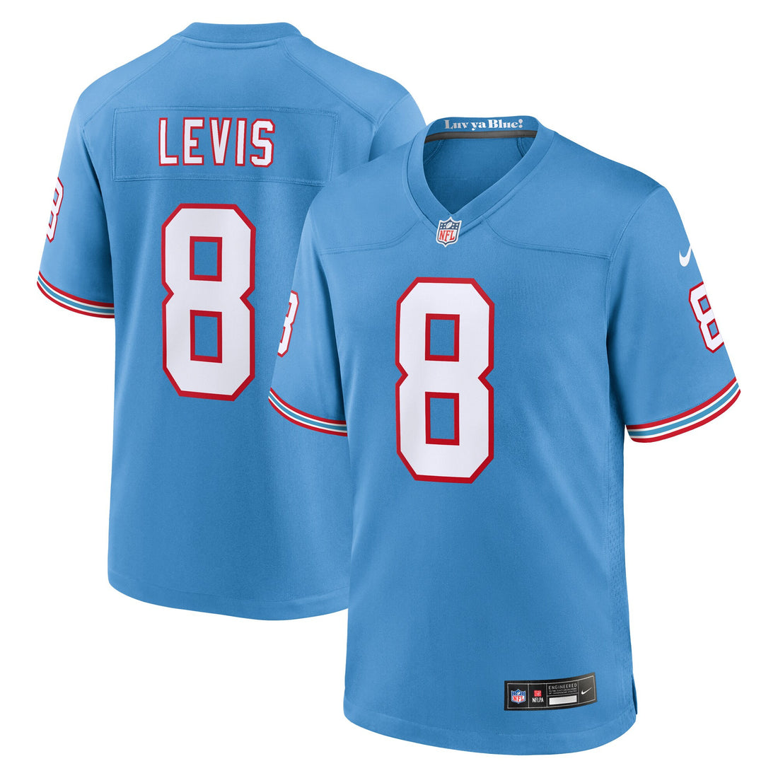 Will Levis Oilers Tennessee Titans blue Throwback jersey