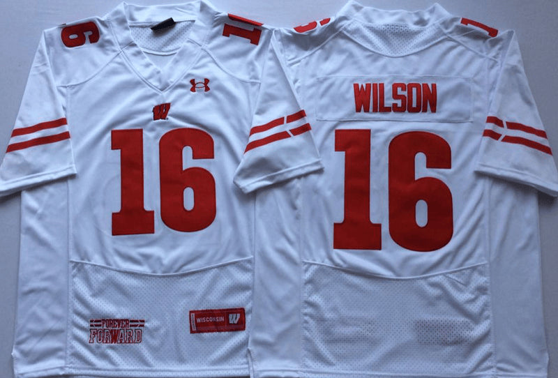 Russell Wilson Wisconsin Badgers white jersey
