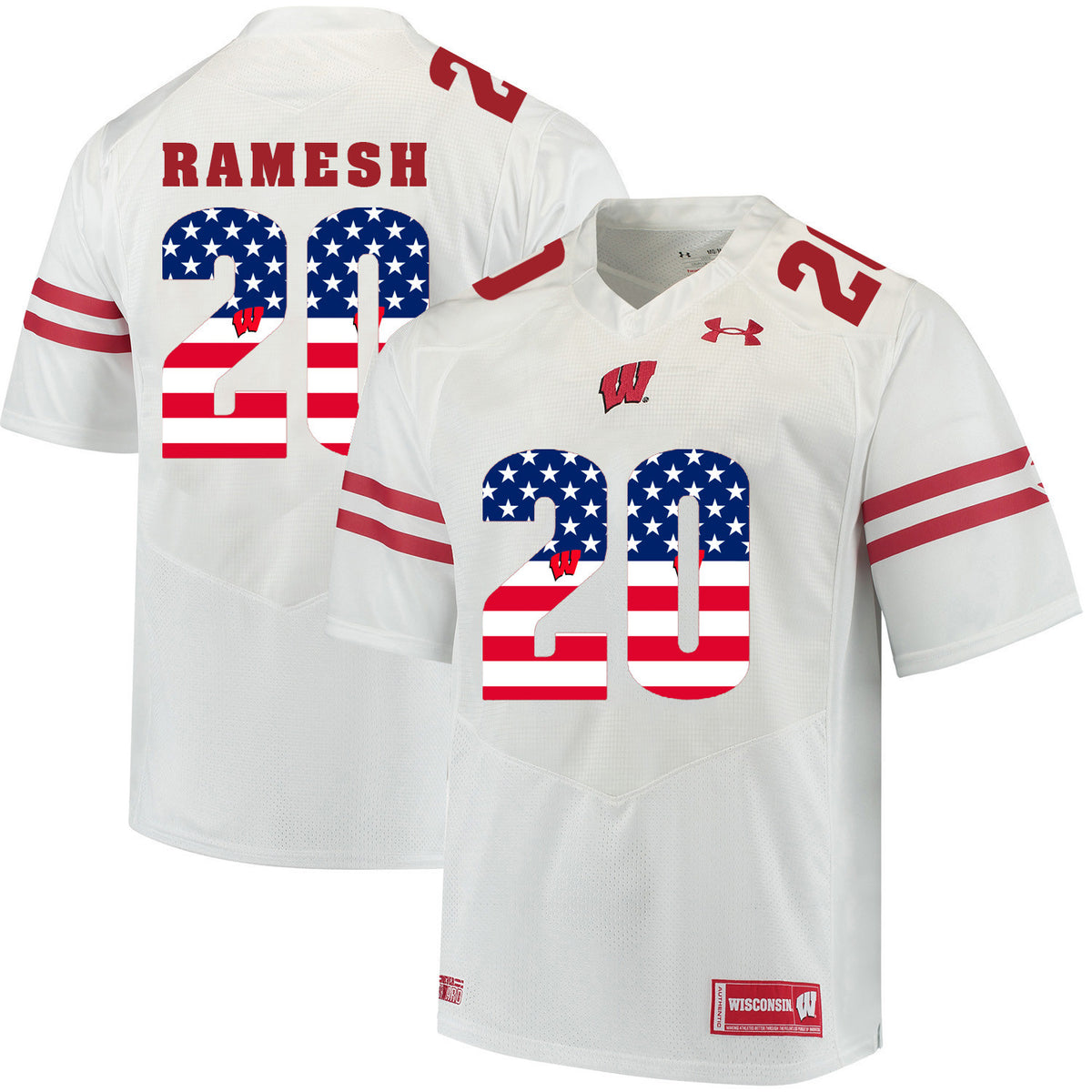 Austin Ramesh Wisconsin Badgers white jersey
