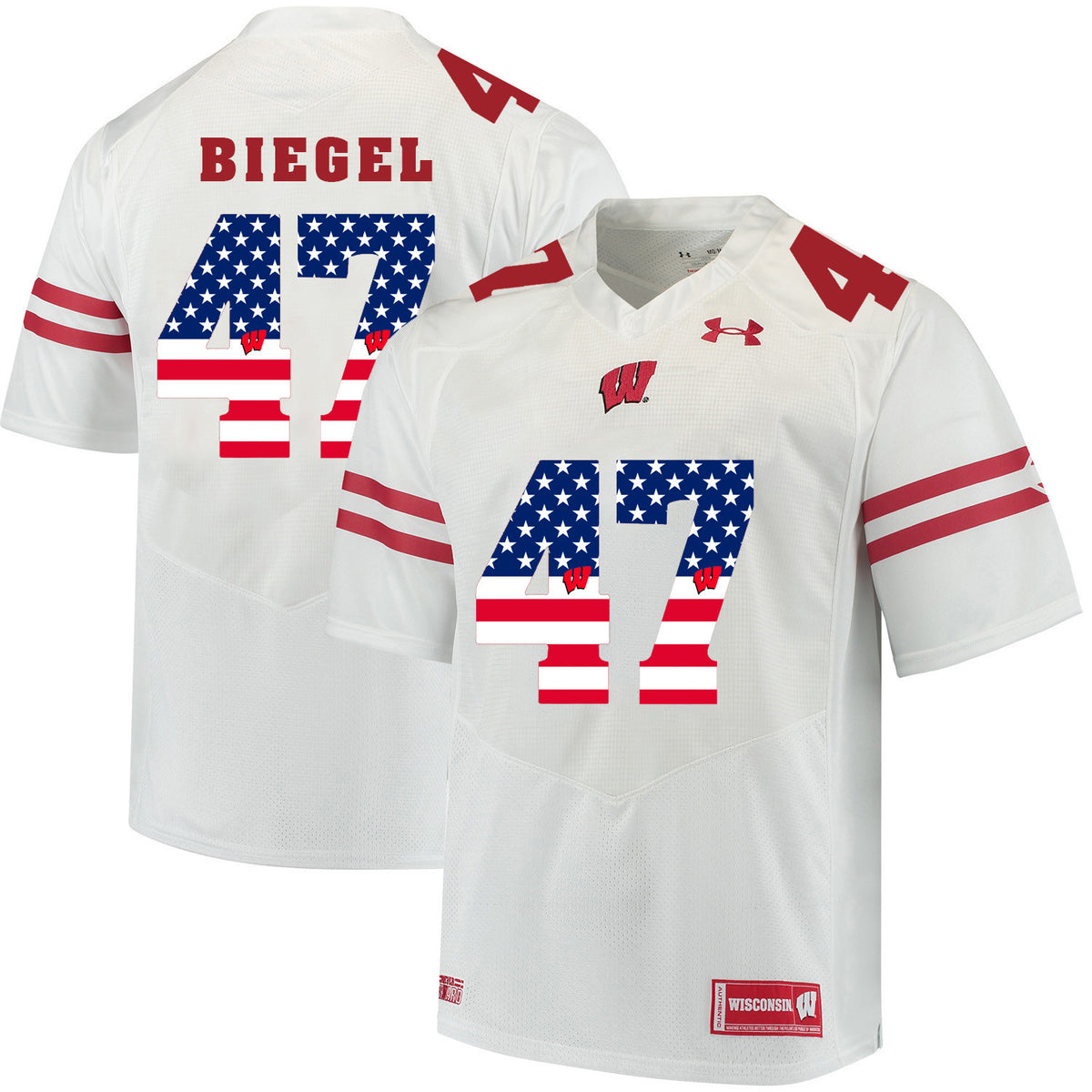 Vince Biegel Wisconsin Badgers white jersey