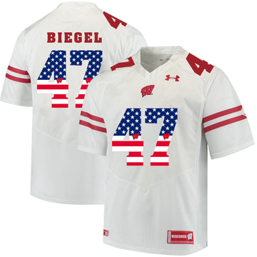 Vince Biegel Wisconsin Badgers white jersey