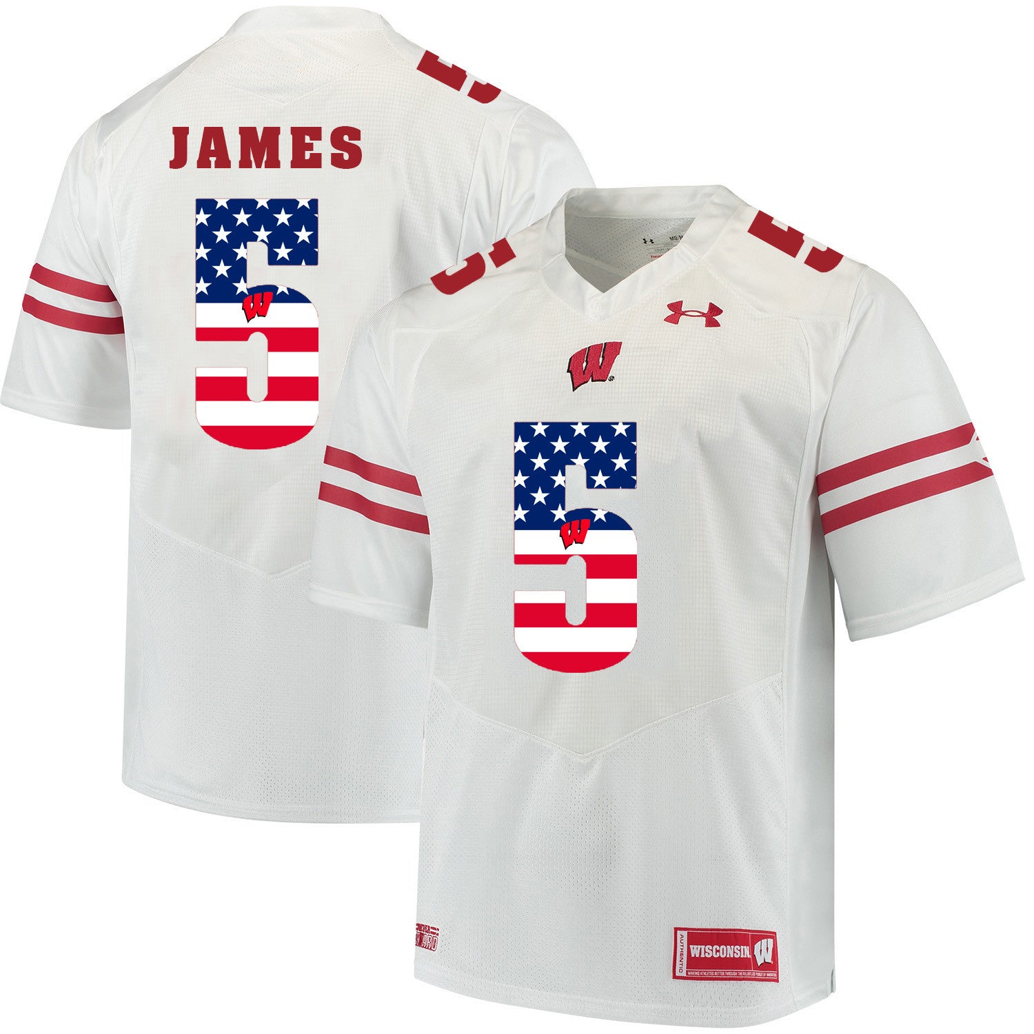 Chris James Wisconsin Badgers white jersey