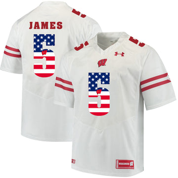 Chris James Wisconsin Badgers white jersey