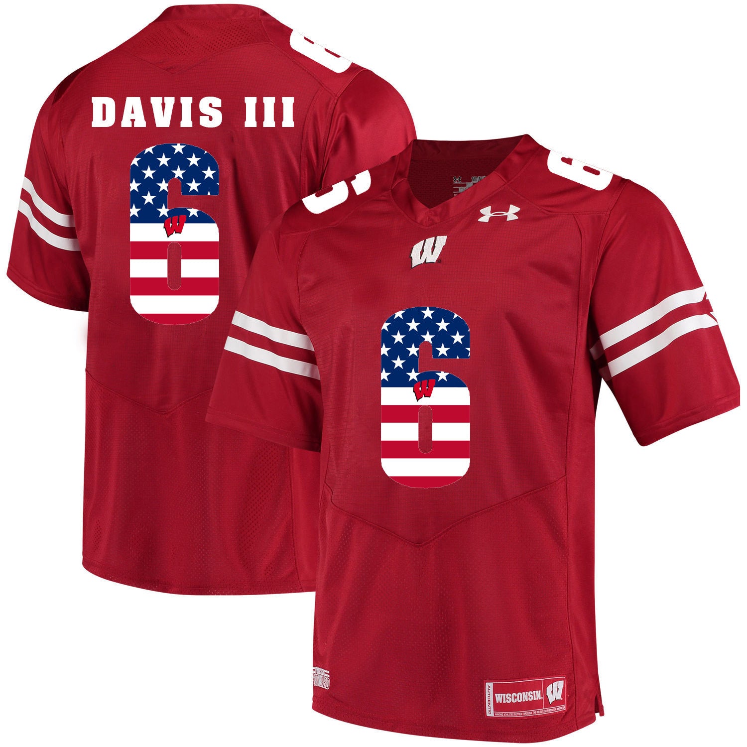 Danny Davis III Wisconsin Badgers red jersey