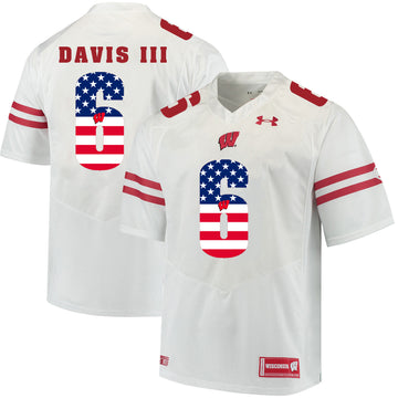 Danny Davis III Wisconsin Badgers white jersey