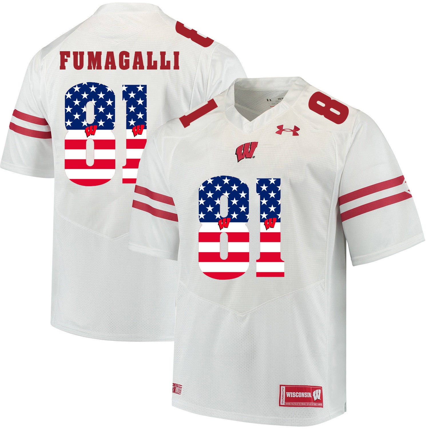 Troy Fumagalli Wisconsin Badgers white jersey