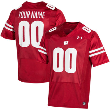Custom Wisconsin Badgers red jersey