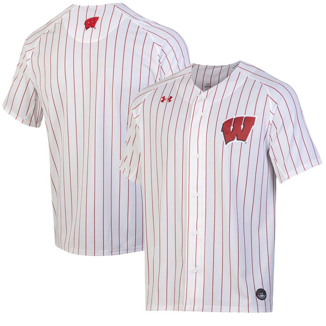 Under Armour Full-button Softball Wisconsin Badgers white jersey