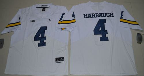 Jim Harbaugh Michigan Wolverines white Elite jersey