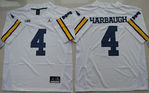 Jim Harbaugh Michigan Wolverines white jersey