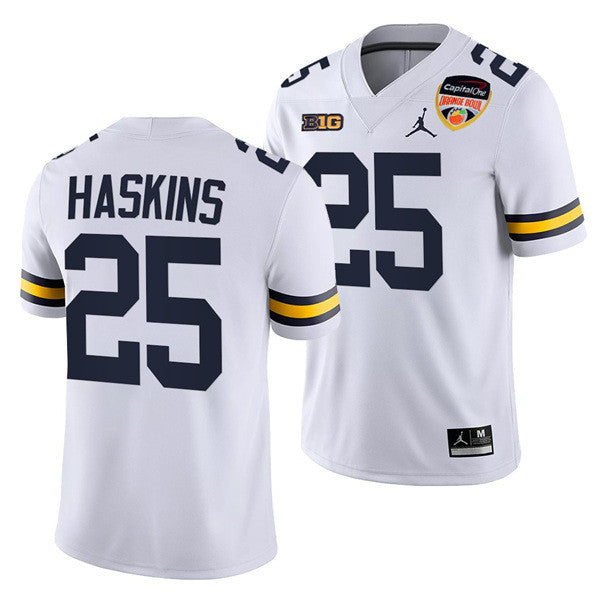 Michigan Hassan Haskins Michigan Wolverines white jersey