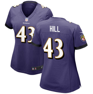 Justice Hill Baltimore Ravens purple jersey