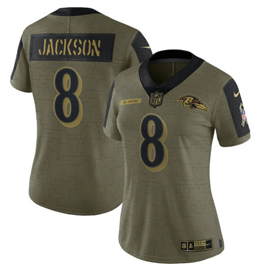 Lamar Jackson Baltimore Ravens olive Salute To Service jersey