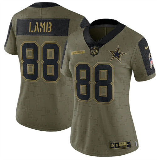 CeeDee Lamb Dallas Cowboys olive Salute To Service jersey