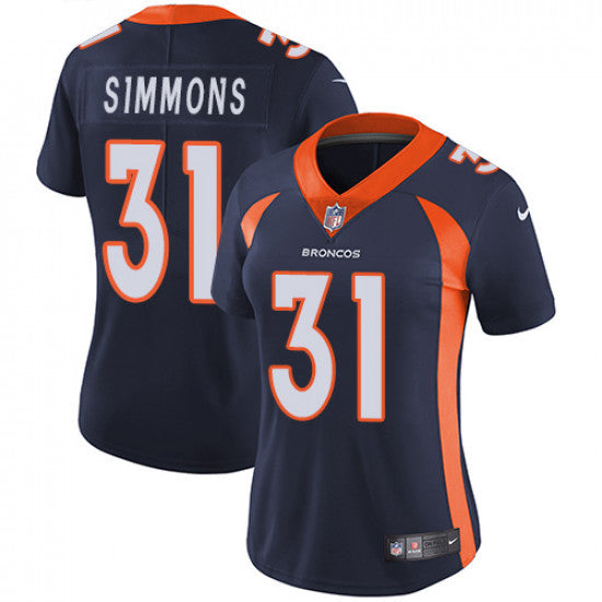 Justin Simmons Denver Broncos navy Vapor jersey