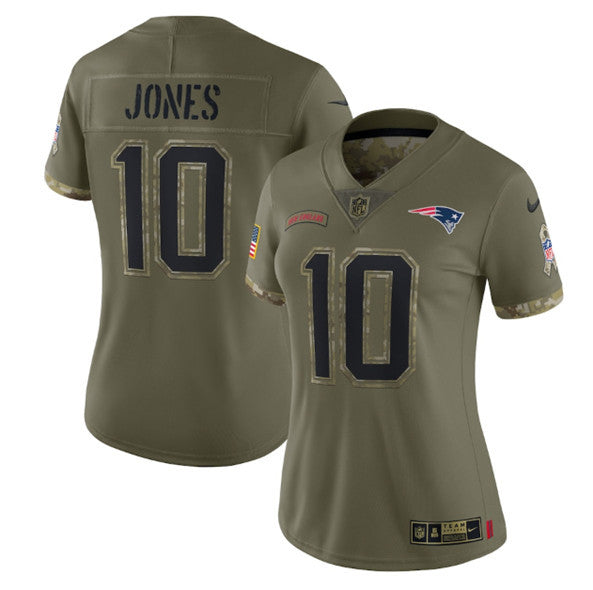 Mac Jones New England Patriots olive Salute To Service jersey