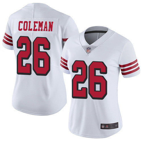 Tevin Coleman San Francisco 49ers white Vapor jersey