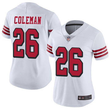 Tevin Coleman San Francisco 49ers white Vapor jersey