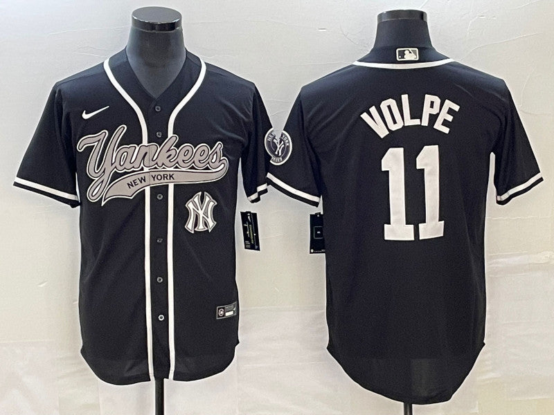 Anthony Volpe Logo New York Yankees black jersey