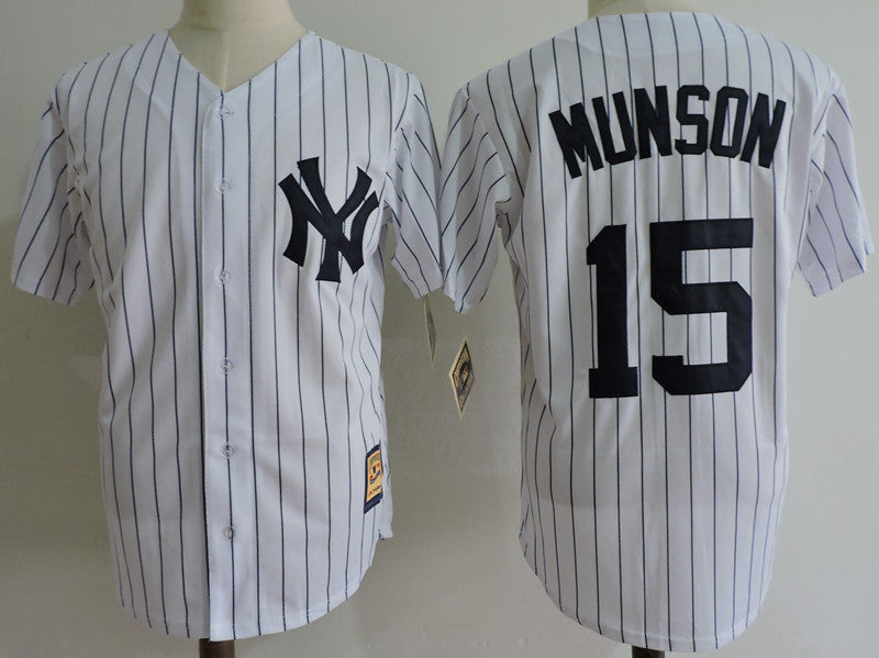 Thurman Munson New York Yankees white Cooperstown jersey