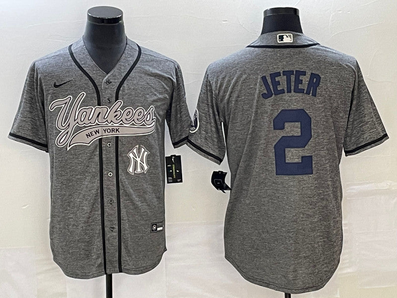 Derek Jeter Logo New York Yankees gray jersey