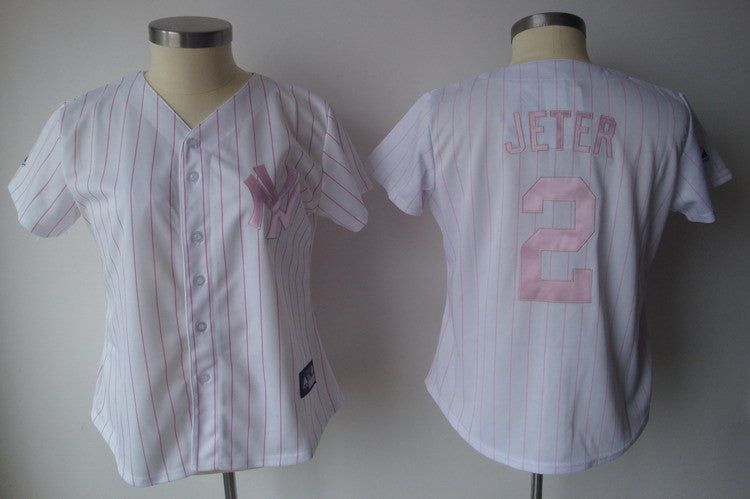 Jeter White New York Yankees pink jersey