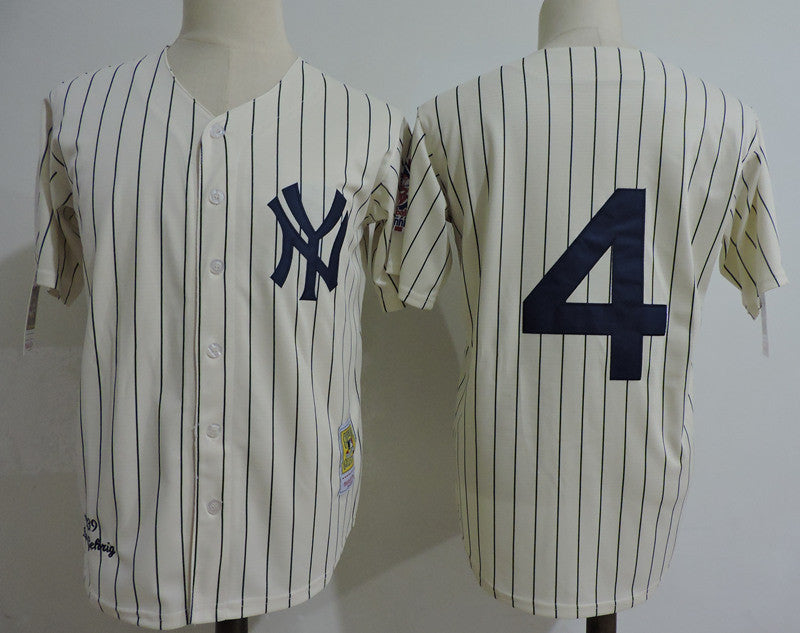 Lou Gehrig New York Yankees cream Cooperstown jersey