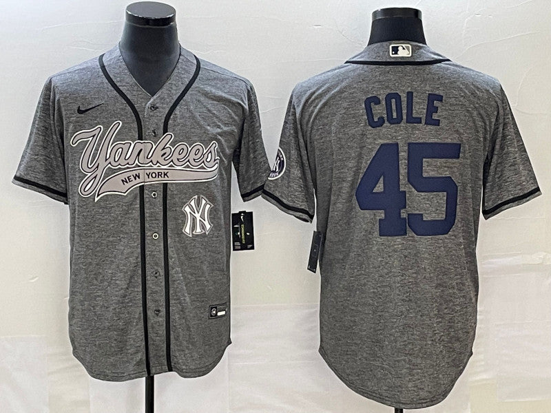 Gerrit Cole Logo New York Yankees gray jersey