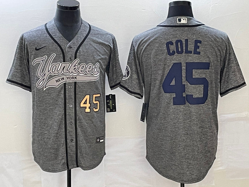 Gerrit Cole Number New York Yankees gray jersey