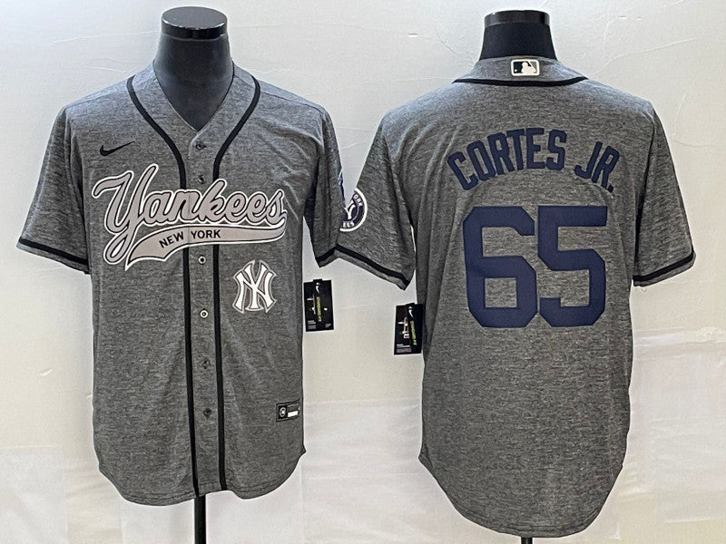 Nestor Cortes Jr Logo New York Yankees gray jersey
