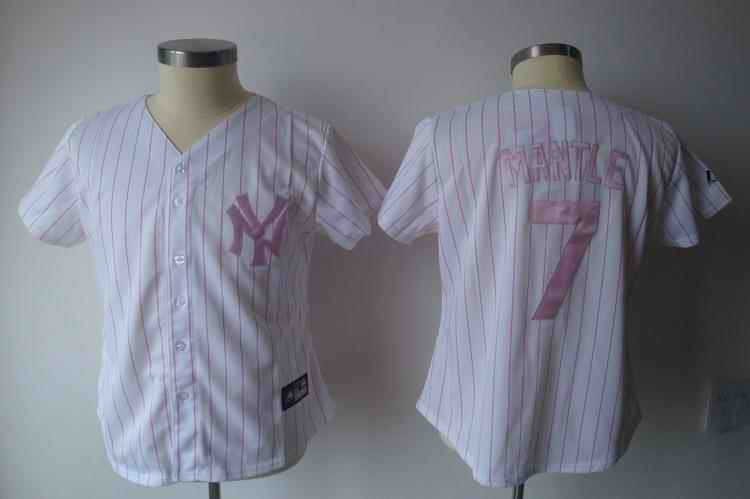Mantle White New York Yankees pink jersey
