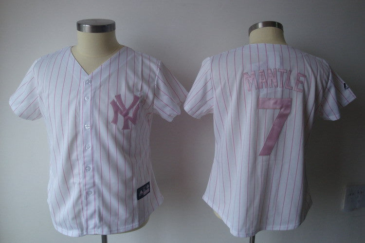 Mantle White New York Yankees pink jersey