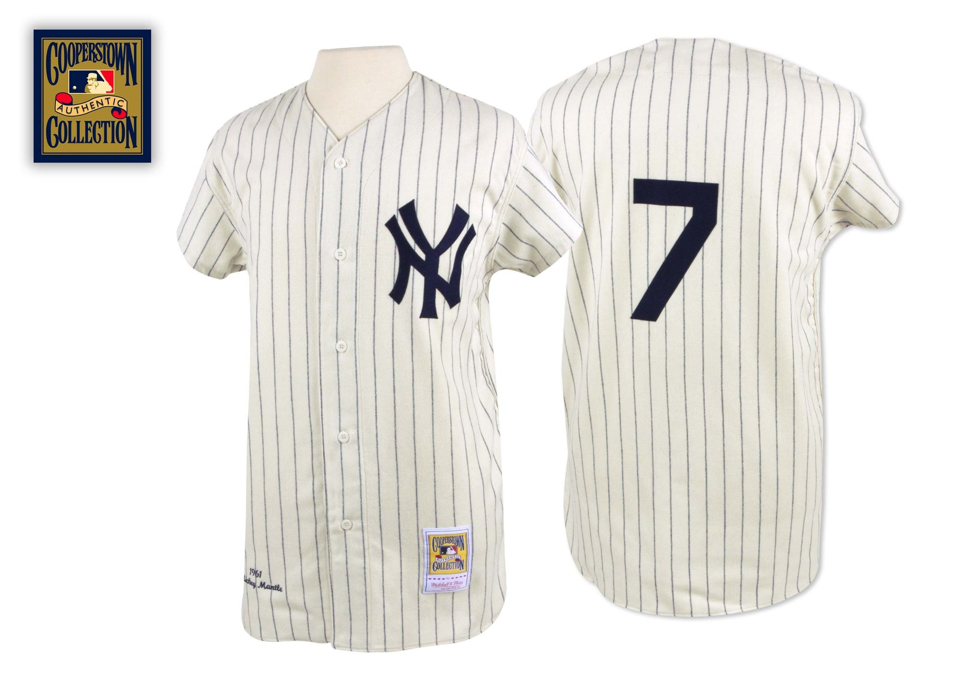 Mickey Mantle New York Yankees cream Cooperstown jersey