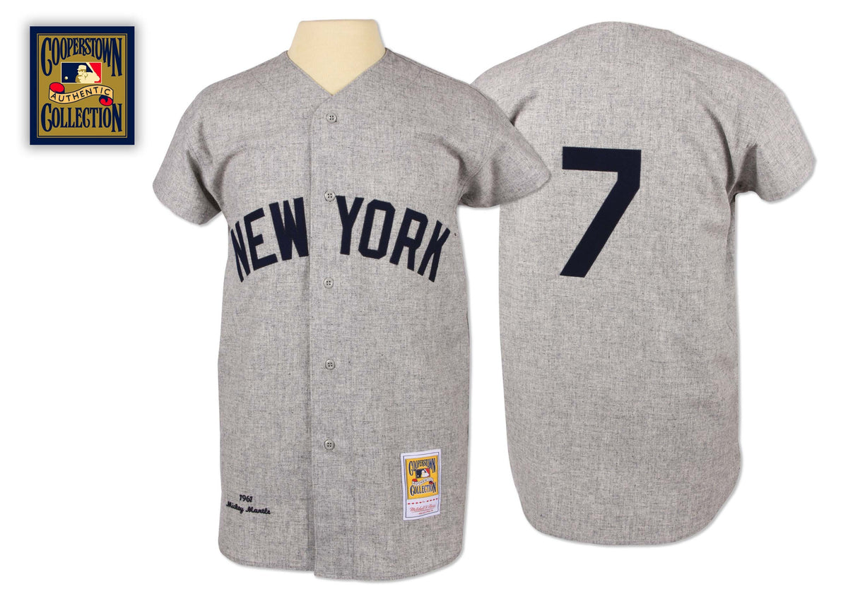Mickey Mantle New York Yankees gray Cooperstown jersey