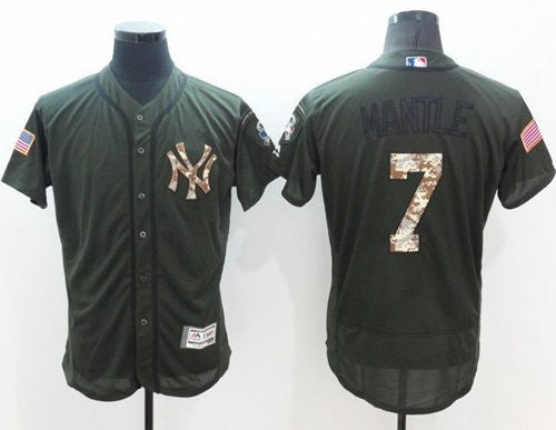 Mickey Mantle New York Yankees green Salute To Service jersey