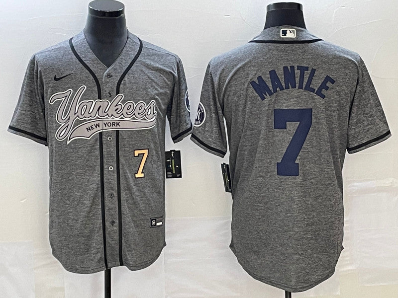 Mickey Mantle Number New York Yankees gray jersey