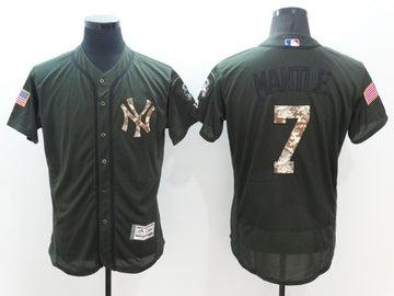 Mickey Mantle New York Yankees olive jersey