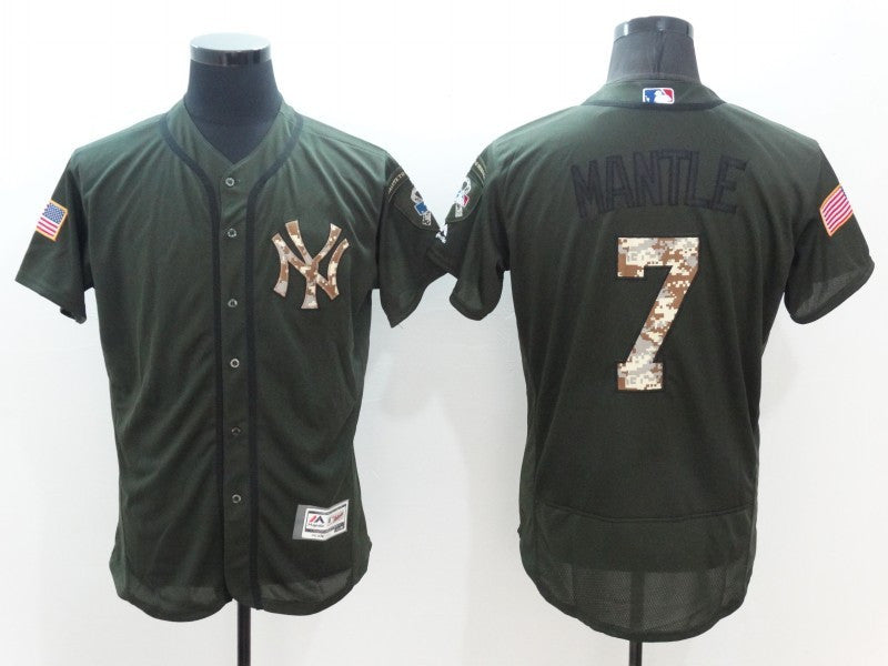 Mickey Mantle New York Yankees olive jersey