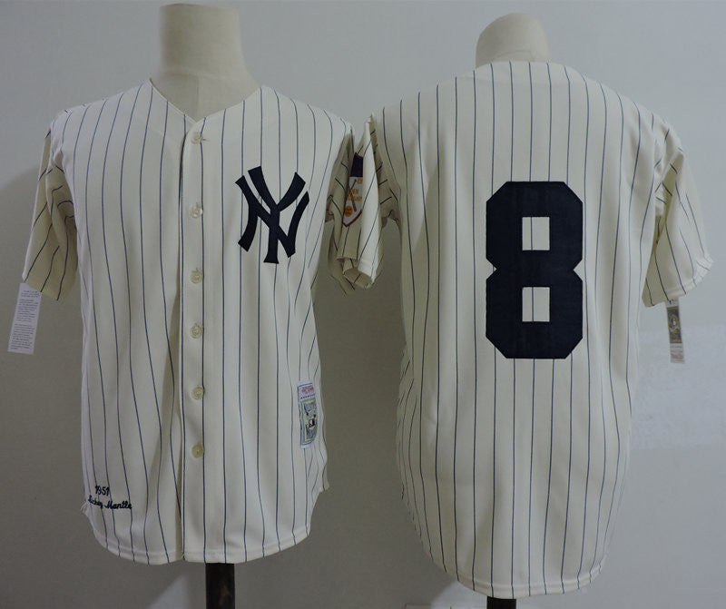Mickey Mantle New York Yankees cream Throwback jersey