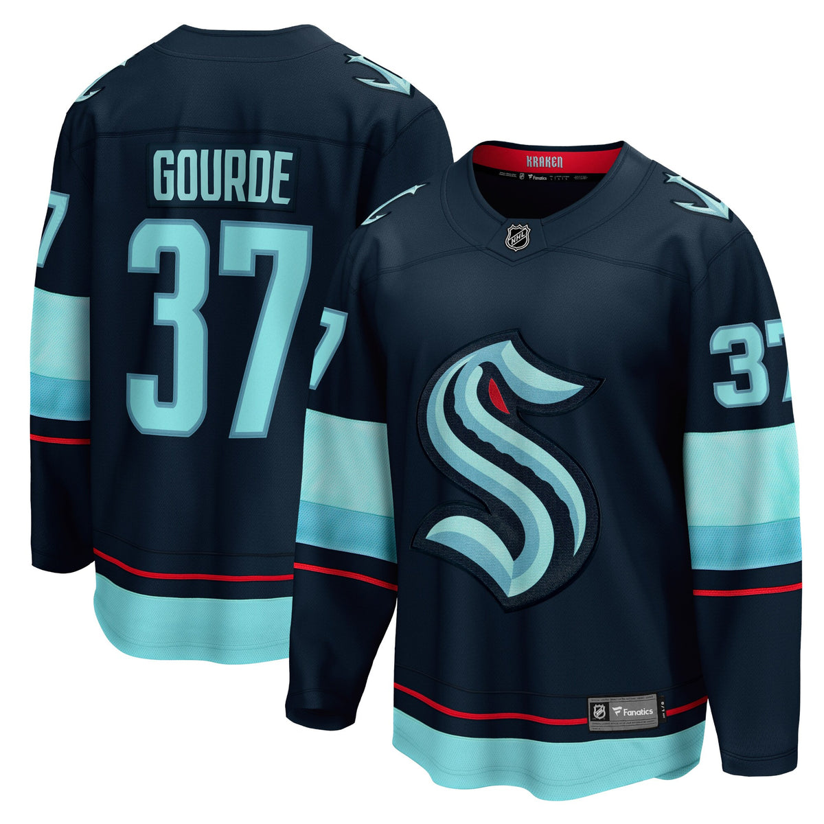 Yanni Gourde Seattle Kraken blue Home jersey