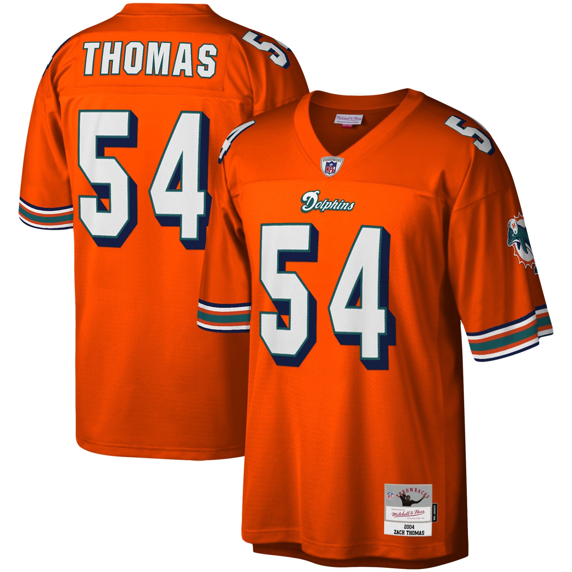Zach Thomas Miami Dolphins orange jersey
