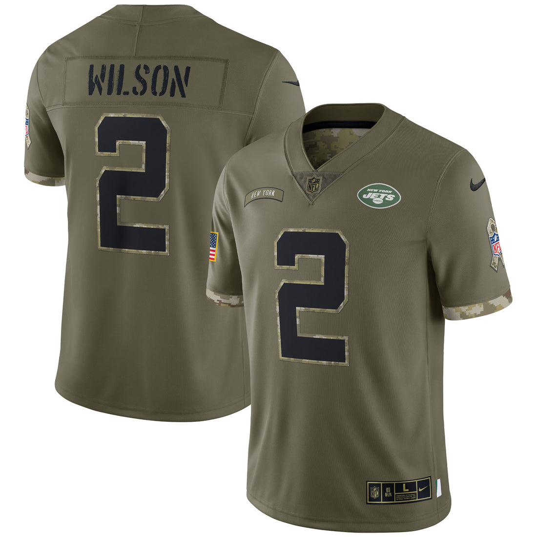 Zach Wilson New York Jets olive Salute To Service jersey